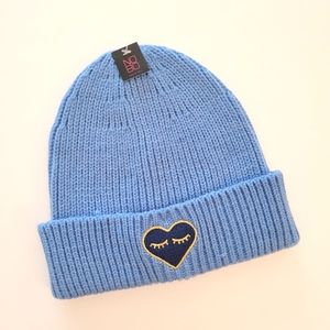 New cute heart with eyelashes beanie hat